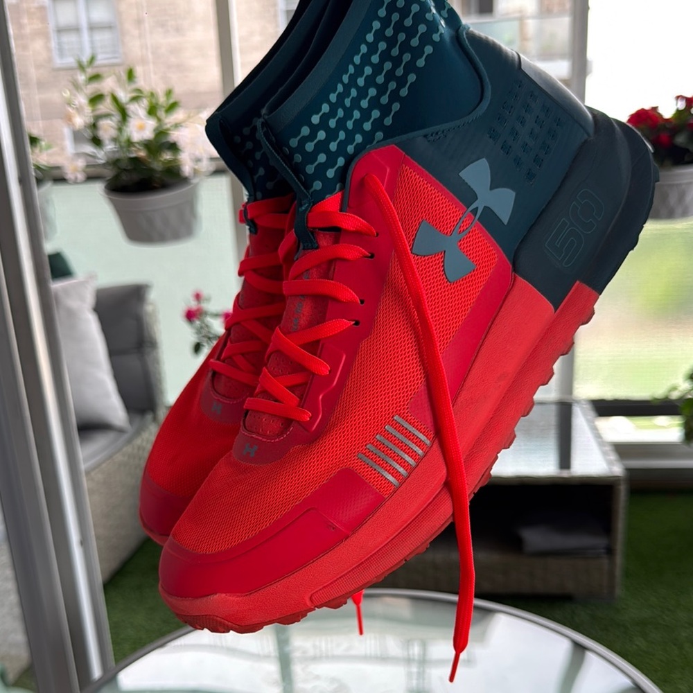 Under Armour Vibrant Red and Navy Sneakers